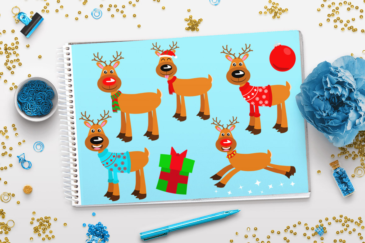 Holiday / Christmas Reindeer Clipart, an Animal Illustration by The Digital Download Shop (Photo 2 of 3)