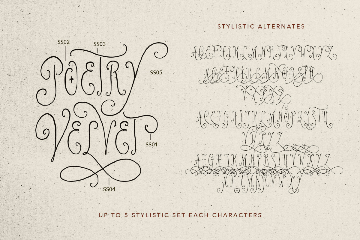 Poetry Velvet Curly Font, a Handwritten Font by Letterhend Studio (Photo 8 of 9)