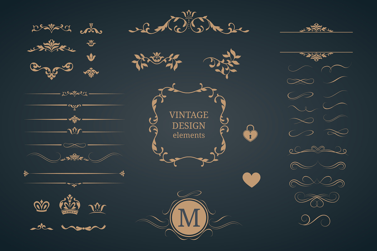Vintage design elements &monograms, an Invitation Template by MARIA KOLYADINA (Photo 2 of 3)