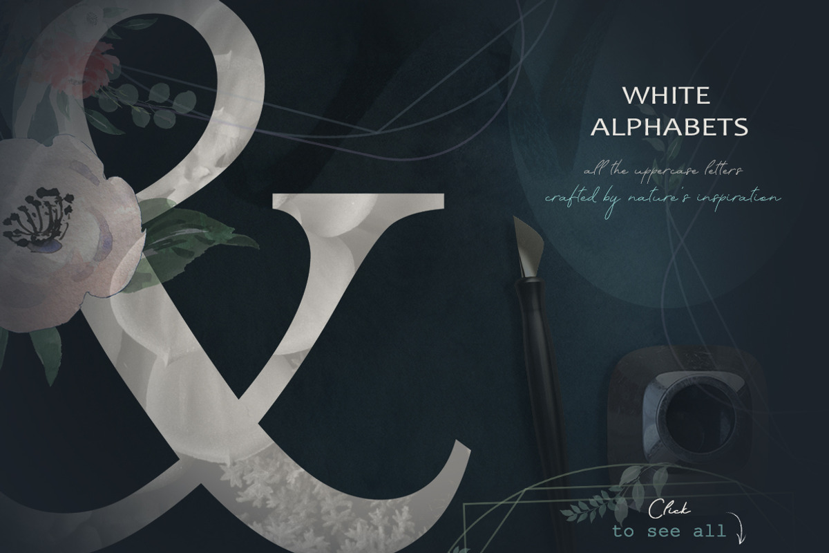 Watercolor Floral Graphics & Letters, a Texture Illustration by Pixavics (Photo 2 of 8)