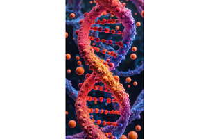 Vibrant 3D illustration of a DNA, an Illustration by tilialucida