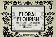 55 Floral Flourishes Procreate Stamp, a Brush Add-On by HalieKStudio (Thumbnail 1 of 9)