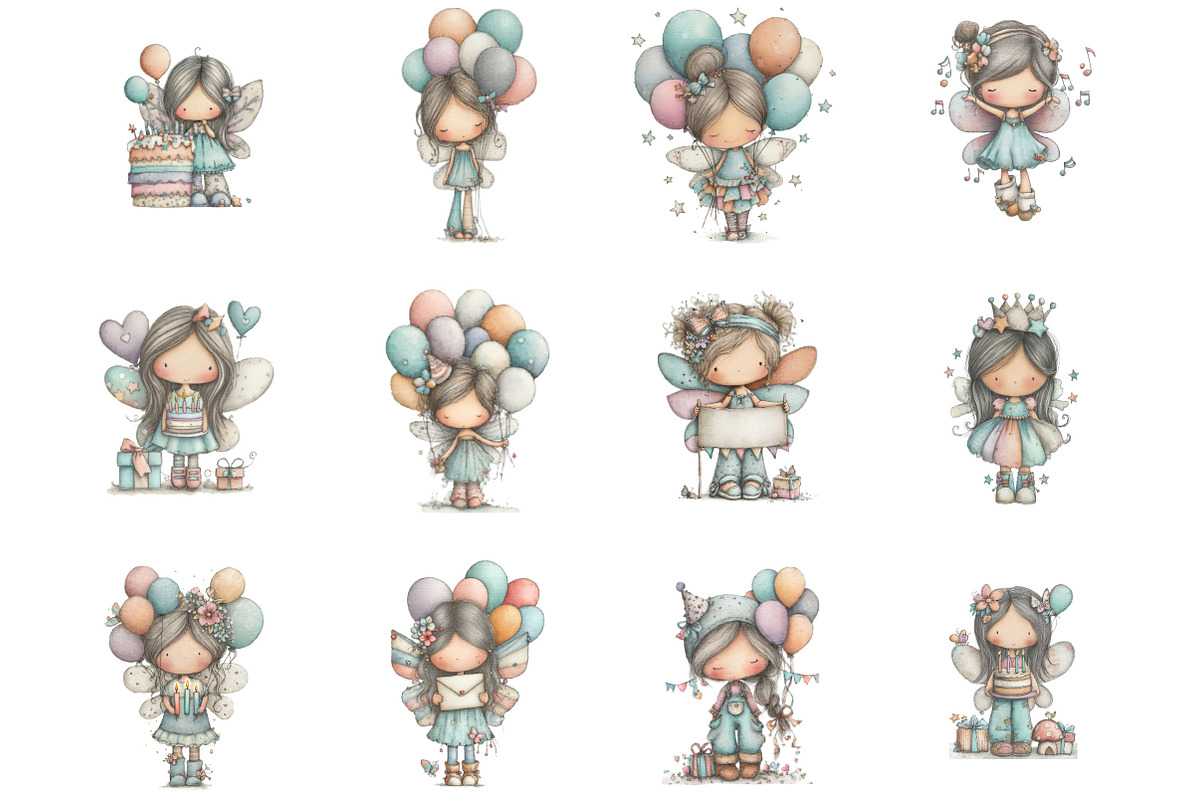 Whimsical Birthday Fairy Clipart, an Illustration by Designking (Photo 2 of 5)