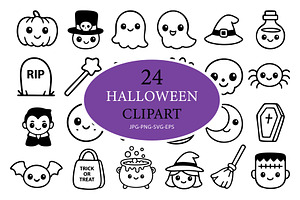 Cute Halloween Icon Set., an Outline Icon by kaisorn