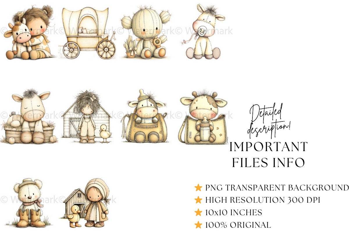 Cowgirl Baby Shower Clipart Set, a Decorative Illustration by Nicole Branger Art (Photo 10 of 23)