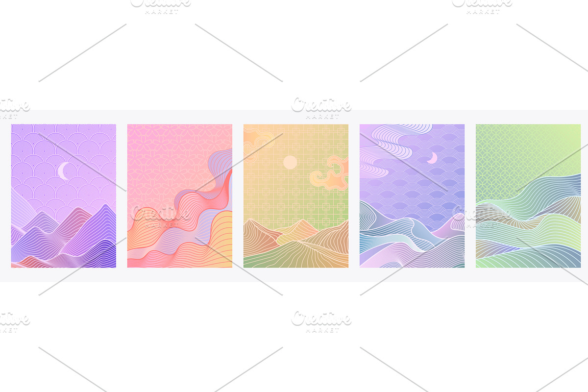 Linear mountain landscape. Line, an Illustration by winwin.art