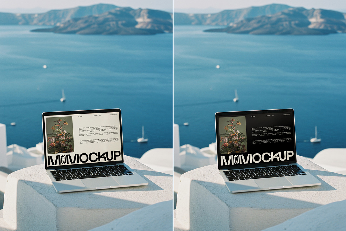 Santorini Seaside MacBook Mockup, a Mac Mockup by Goodies.Buro (Photo 2 of 2)