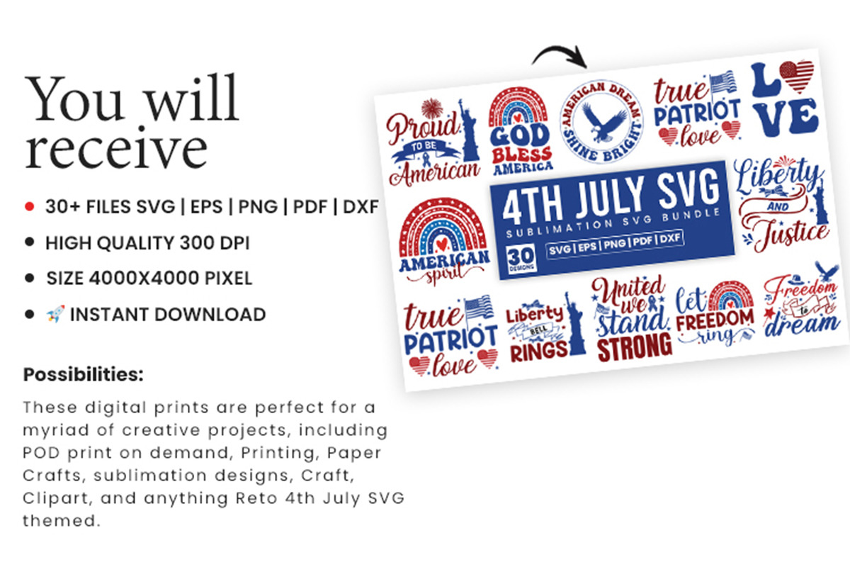 4th of July Retro SVG Bundle Design, an Object Graphic by Creative Arslan (Photo 3 of 5)
