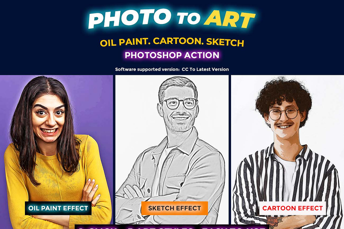 Photo to Art Oil Paint, Cartoon, an Action Add-On by Studio Retouch (Photo 1 of 10)