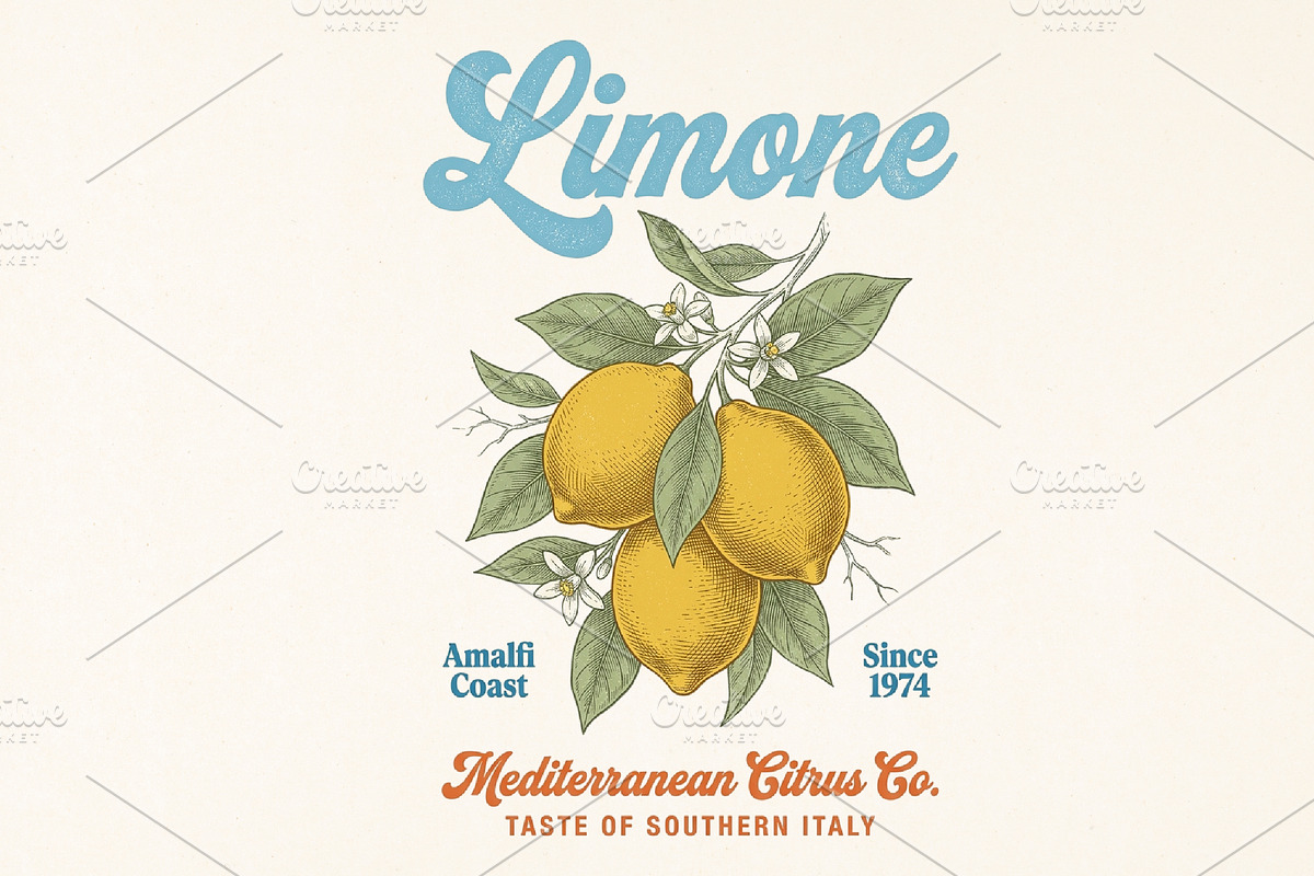 Retro Summer Lemon Fruit PNG, a Seasonal Illustration by Canvas Craft (Photo 1 of 7)