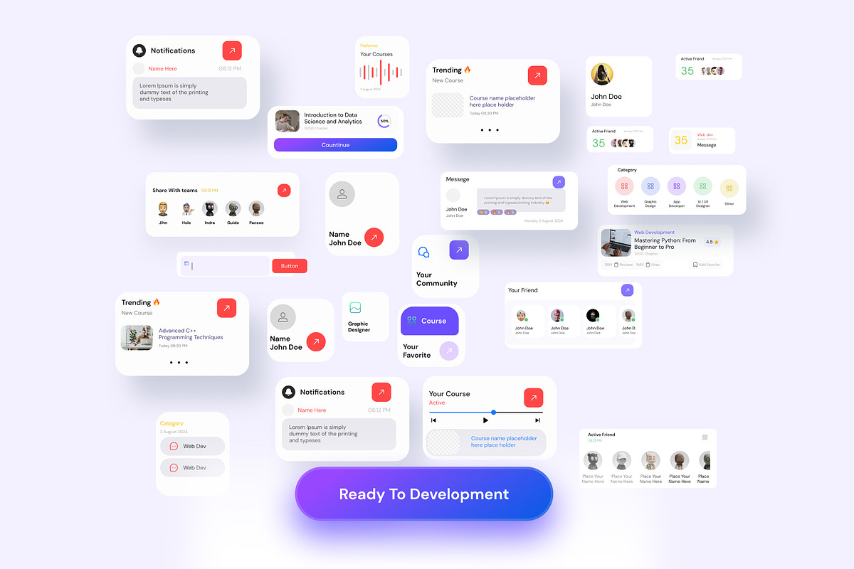 U Smart Course Mobile App UI Kit, an UI Kit Template by Pixel Blend (Photo 5 of 7)