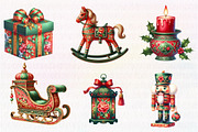 Chinoiserie Red & Green Christmas Cl, an Illustration by CreationArt (Thumbnail 4 of 6)