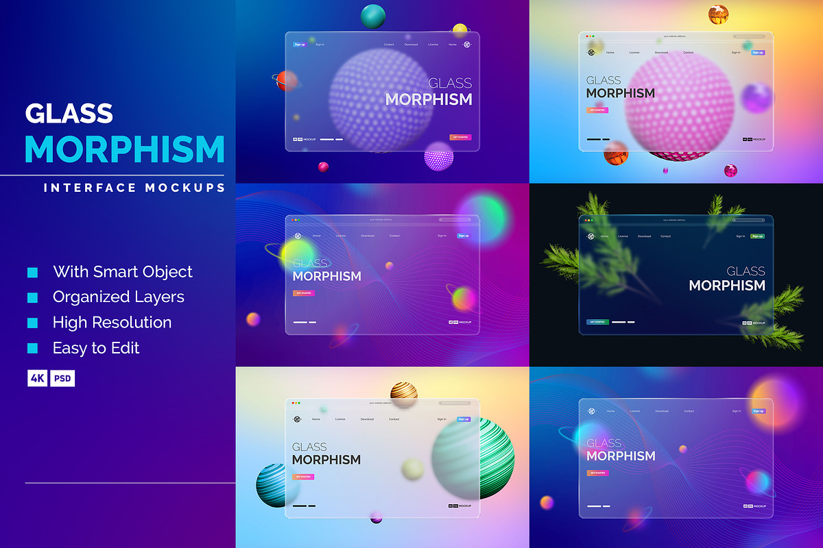 Glass Morphism Interface Mockup, a Landing Page Template by Artlogs (Photo 1 of 7)