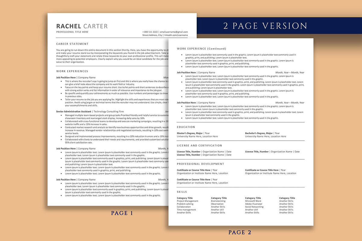 ATS Friendly Resume Template, a Resume Template by VictoriousVita (Photo 3 of 7)