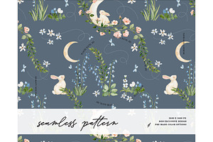 Moonlit Bunny Wildflower pattern