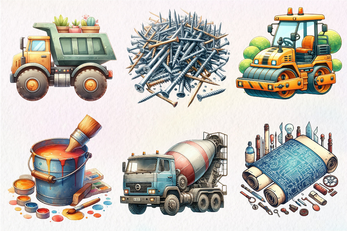 Cute Construction Clipart, an Illustration by Dream Creation (Photo 6 of 7)