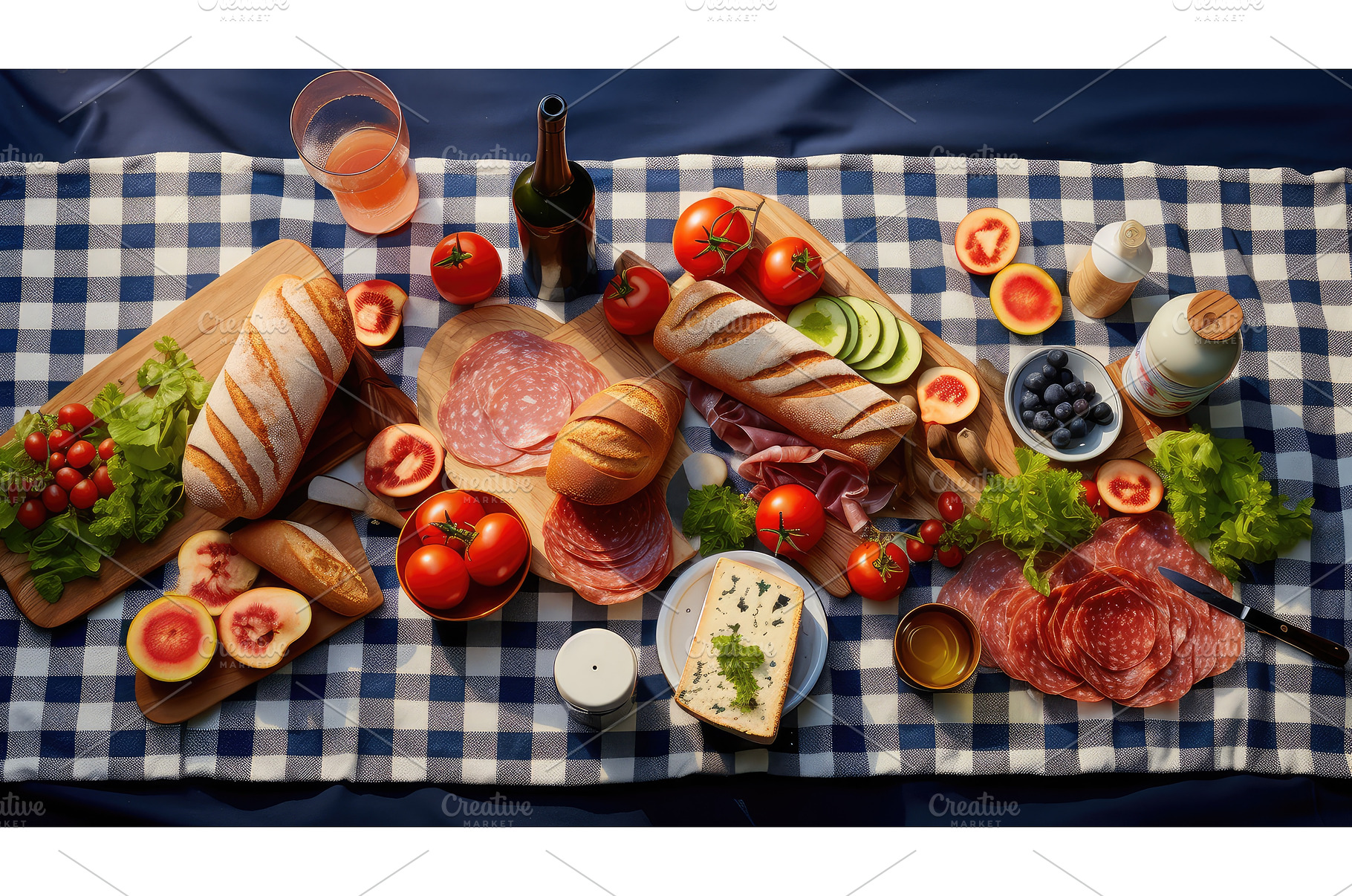 food picnic flat lay ai generated, a Food & Drink Photo by pikepicture
