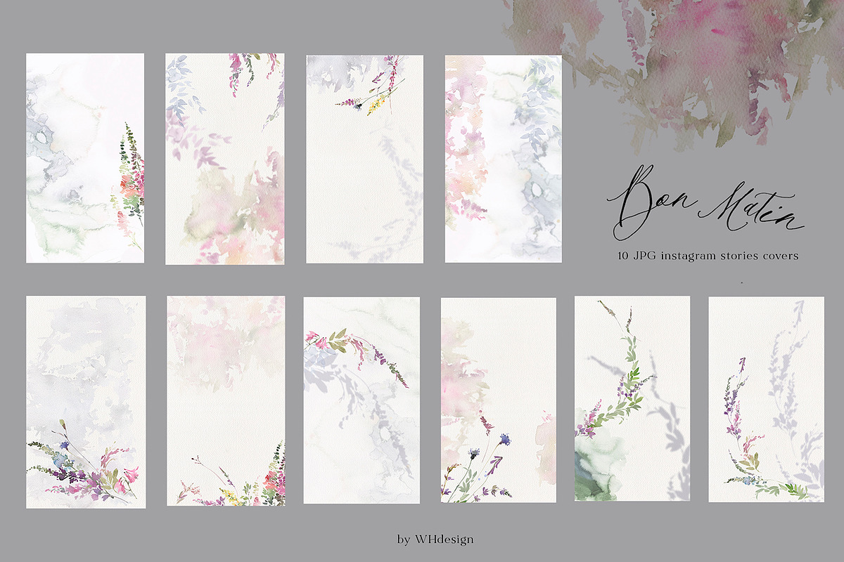 Bon Matin Watercolor Floral Clip Art, a Decorative Illustration by whiteheartdesign (Photo 14 of 18)