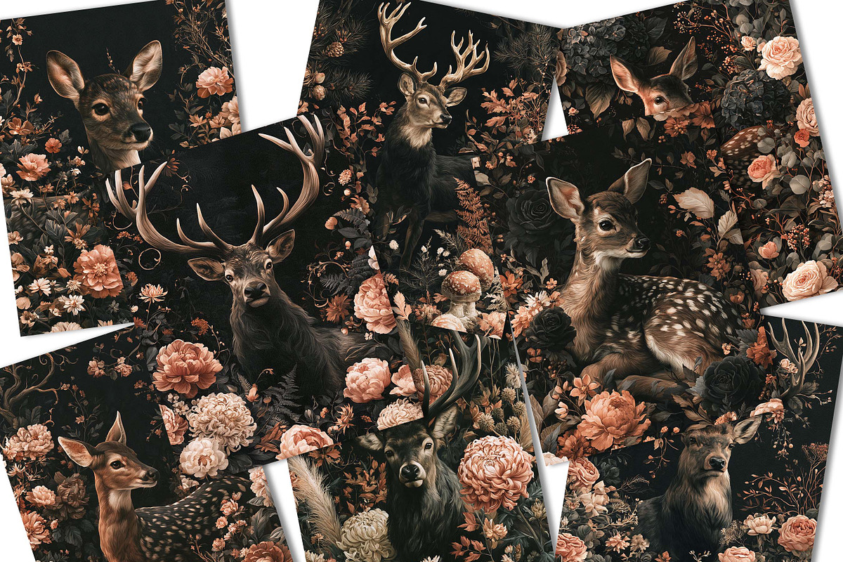 Dark Fantasy Deer Journal Paper, a Background Graphic by BusyDaydesign (Photo 2 of 7)