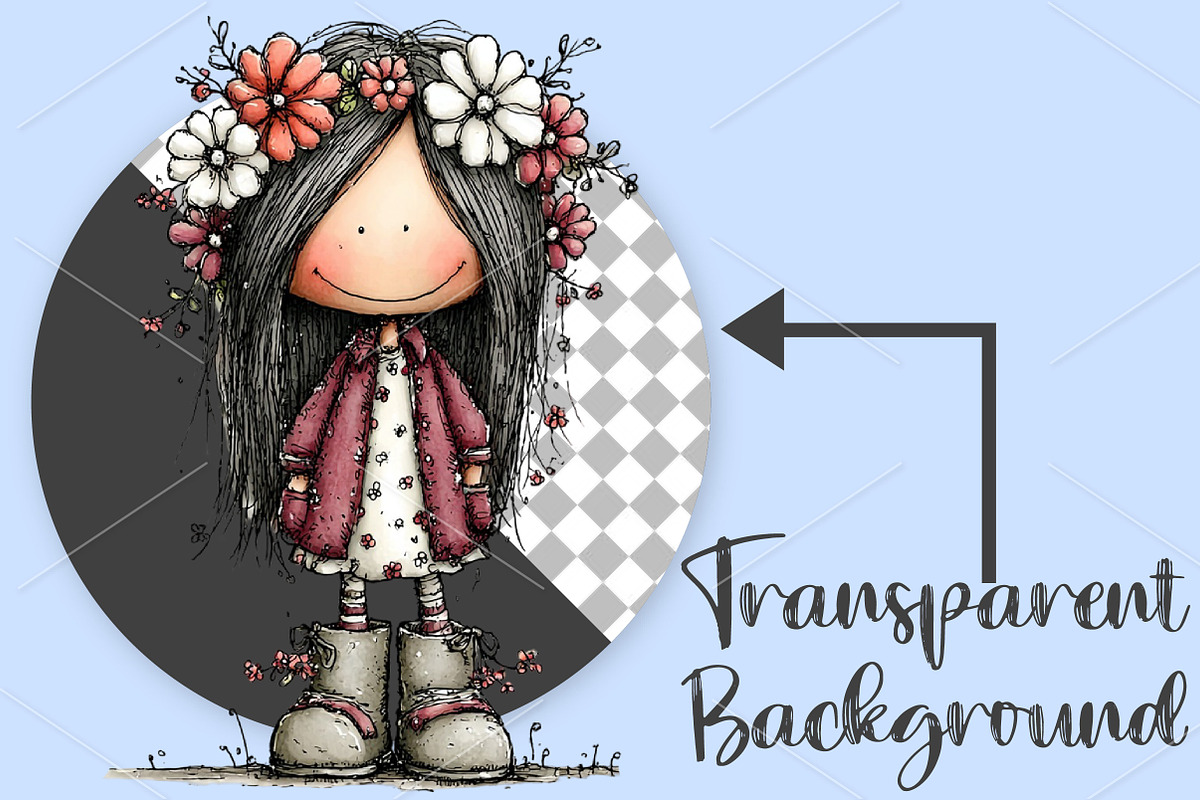 Watercolor Girls with Flowers PNG, a Seasonal Illustration by Canvas Craft (Photo 2 of 7)