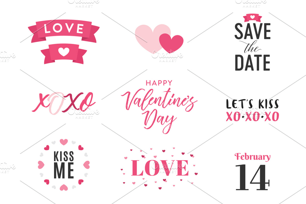 Valentine's Day Vector Text Set, an Object Graphic by LineByLine (Photo 1 of 2)