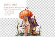 Watercolor Fall Cottage Clipart, a Decorative Illustration by MockupWizard (Thumbnail 4 of 5)