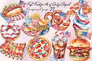 Fast Food for 4th of July Clipart, an Illustration by SVGArt