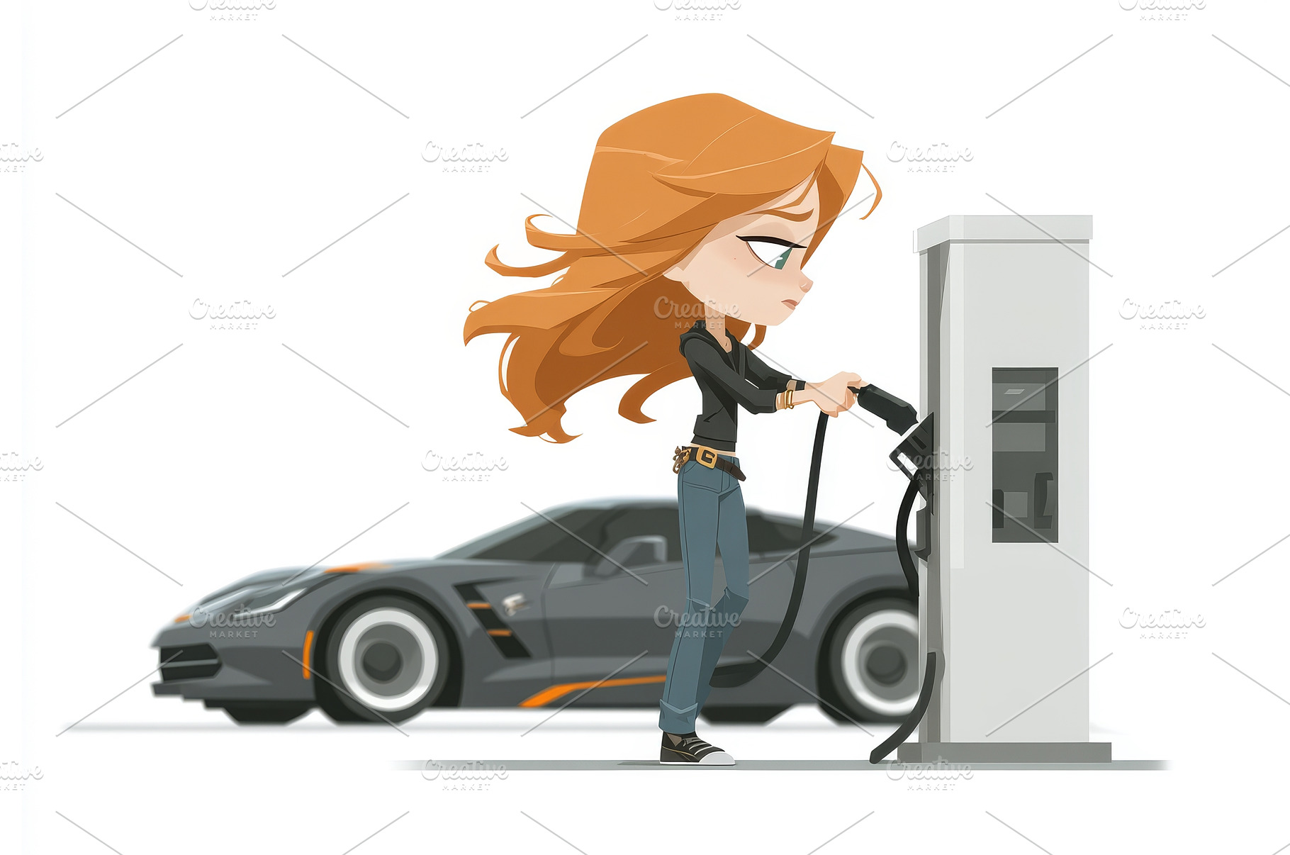 A woman is charging her electric car, a Person Photo by ZinetroN