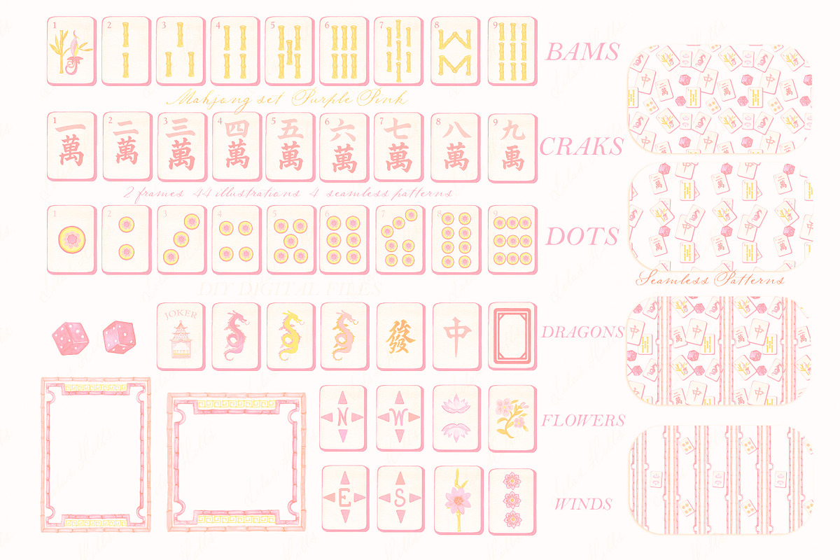 Mahjong Set PNG Watercolor DIY, a Graphic by LABFcreations (Photo 2 of 4)