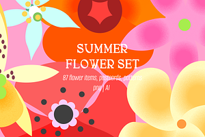 Summer flowers set – 87+ elements