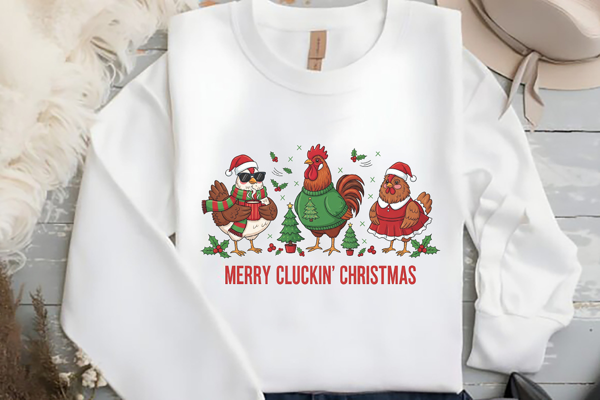 Merry Cluckin’ Christmas Chicken PNG, an Illustration by Black Bird Studio (Photo 2 of 4)