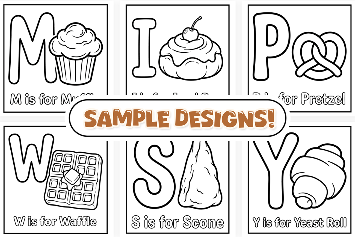 Bakery ABC Coloring Book, a Food Illustration by Craftsbeefy (Photo 2 of 4)