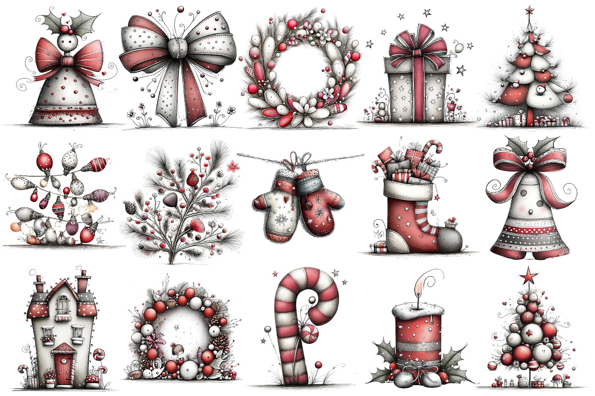 Watercolor Christmas Clipart, an Illustration by Pixels.Craft (Photo 5 of 6)