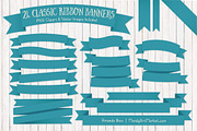 Vintage Blue Ribbon Banner Clipart, an Illustration by Amanda Ilkov (Thumbnail 1 of 4)