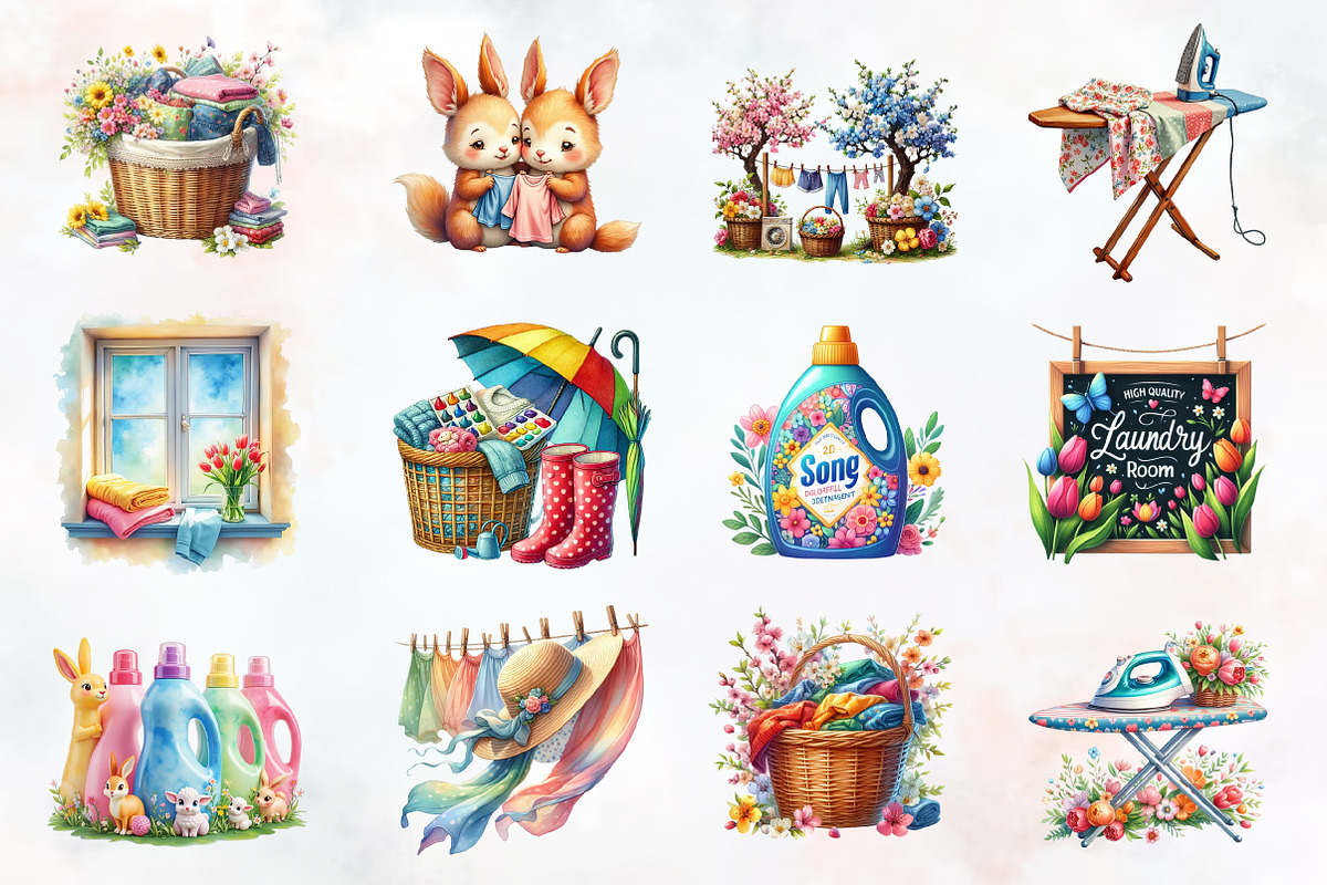 Spring Laundry Clipart, an Illustration by RobertsArt (Photo 2 of 7)