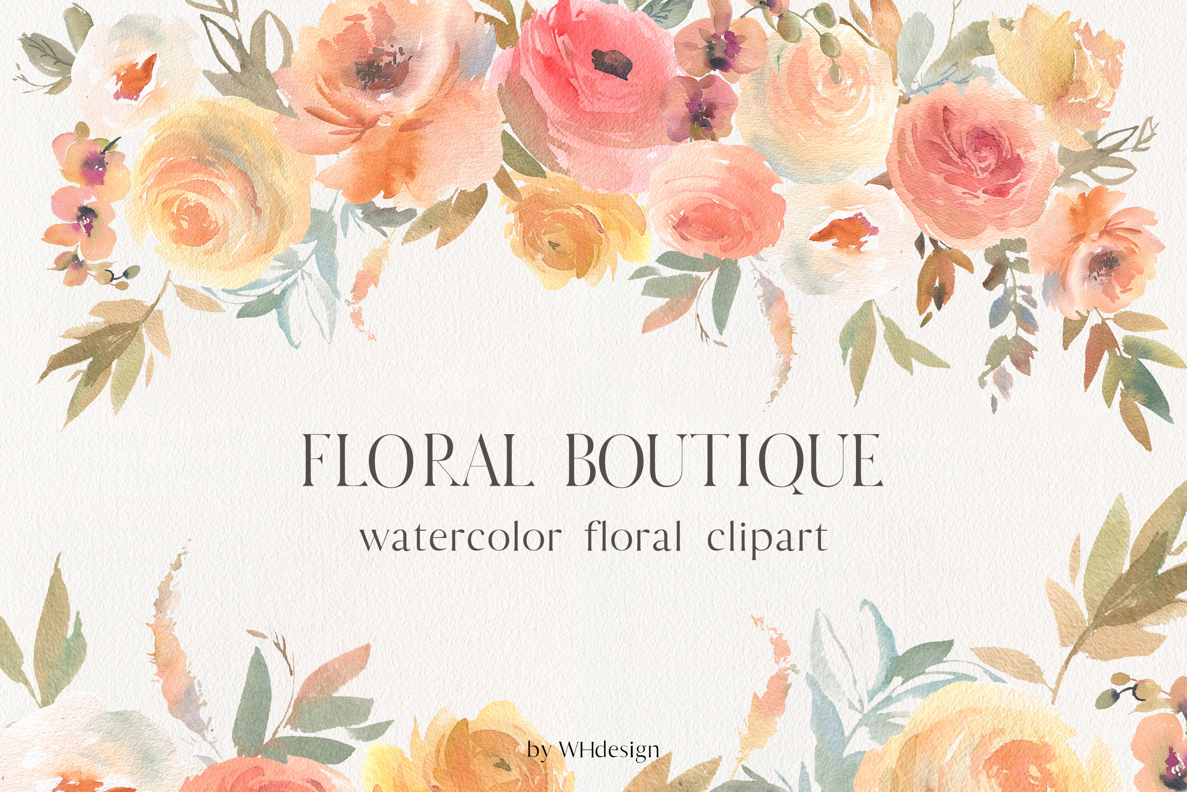 Floral Boutique Watercolor Clip Art, a Decorative Illustration by ...