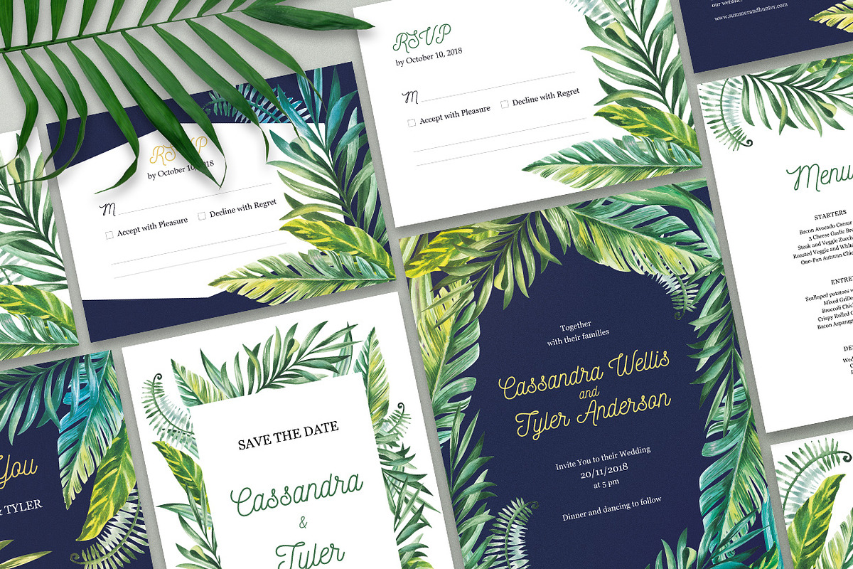 Tropical Day and Night Wedding Suite, an Invitation Template by HannaSymo (Photo 2 of 11)