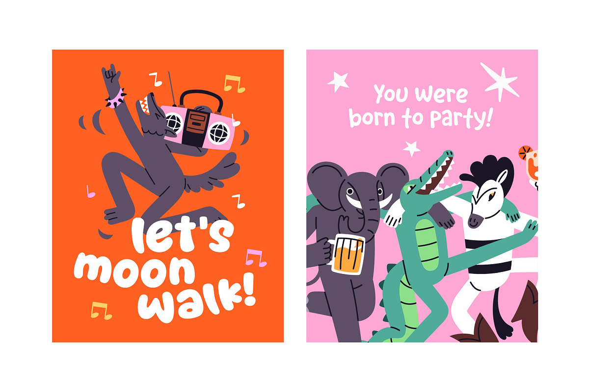 Party animals celebrate holiday set, an Animal Illustration by PaperTrident (Photo 21 of 22)