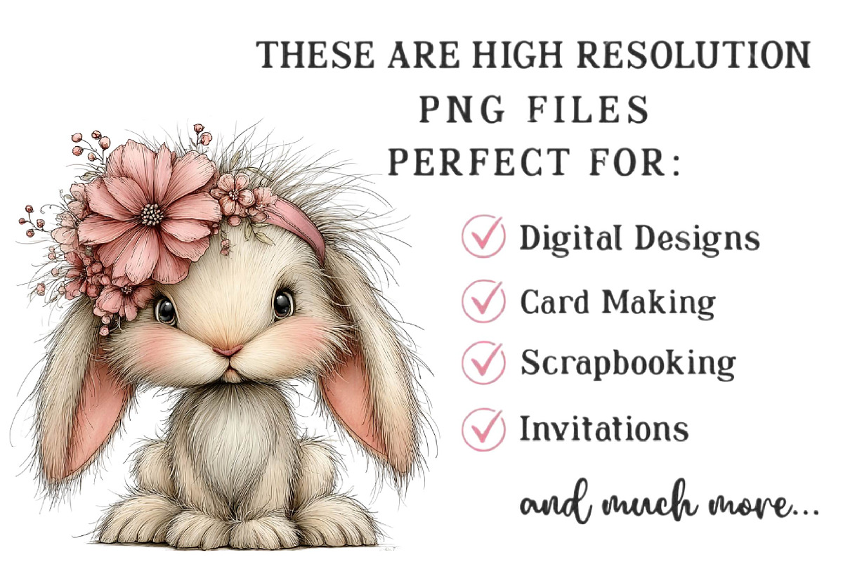 Whimsical Spring Bunny Clipart, an Illustration by DreamPrint404 (Photo 6 of 6)