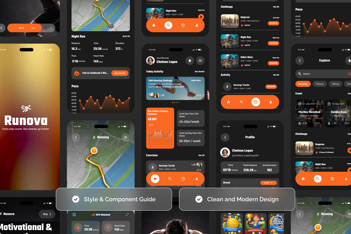 Runova - Outdoor Fitness Tracker UI, an App Template by twinstd (Photo 4 of 5)
