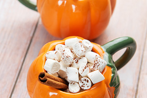 Hot cocoa warming with marshmallows and cinnamon for autumn, a Food & Drink Photo by Olena Rudo