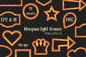 Vector retro frames with lamps