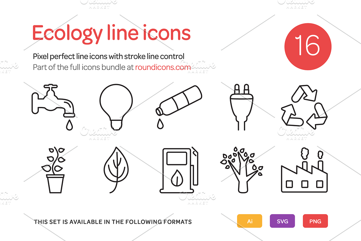 Ecology Line Icons Set