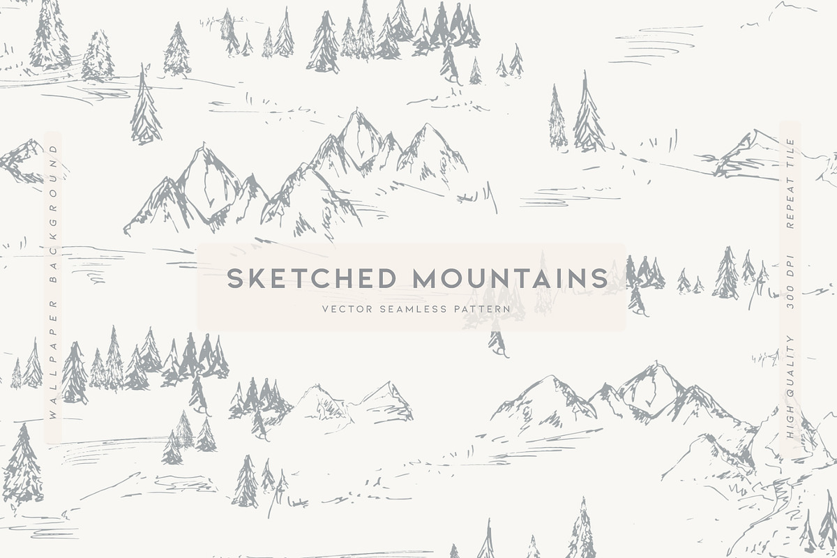 Sketched Mountains, a Pattern Graphic by MalyskaStudio (Photo 1 of 14)