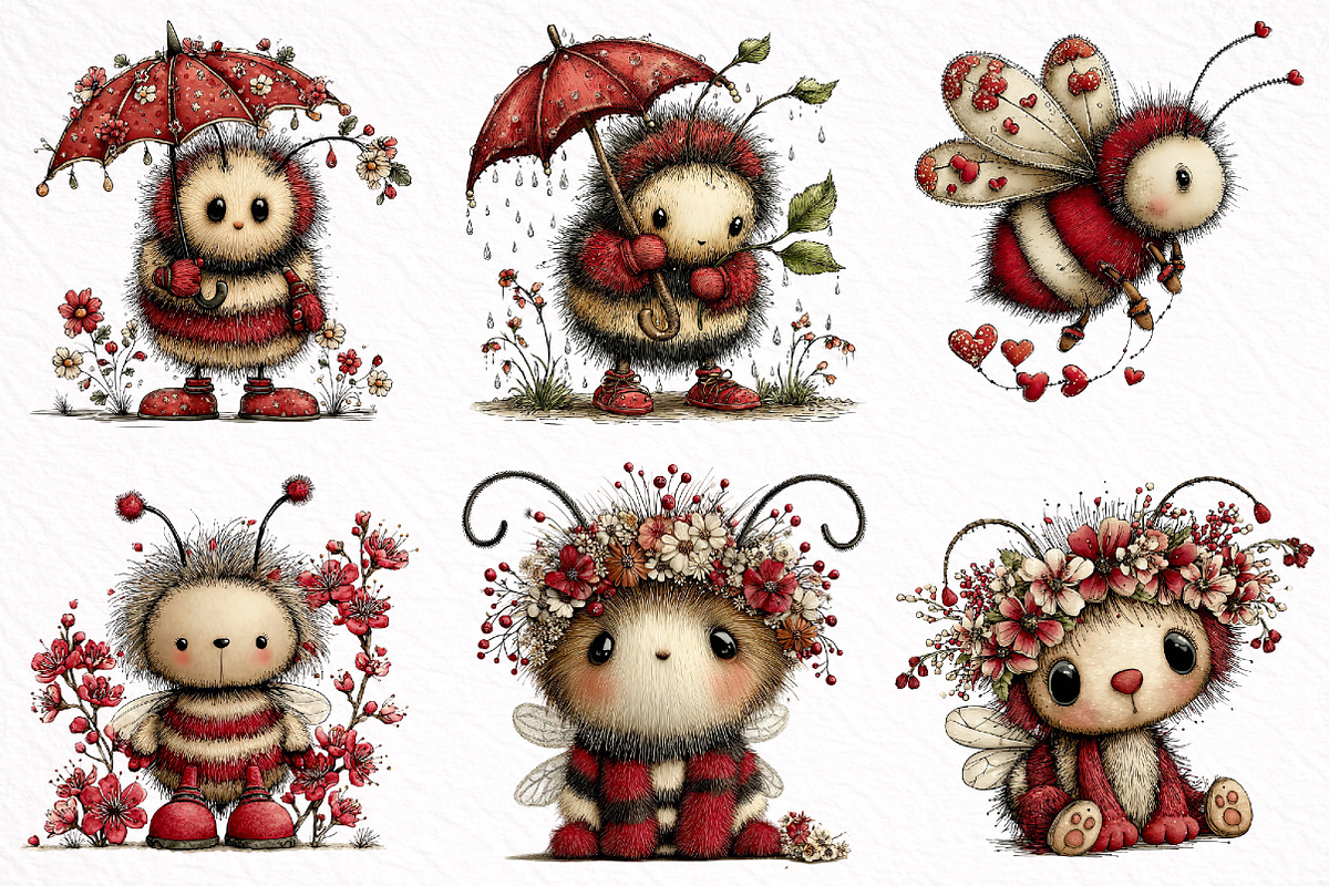 Whimsical Spring Bee Clipart PNG, an Illustration by DreamArtGraphic (Photo 7 of 8)