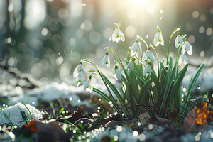 Blooming snowdrop flowers outdoors, a Nature Photo by AlyaAnd