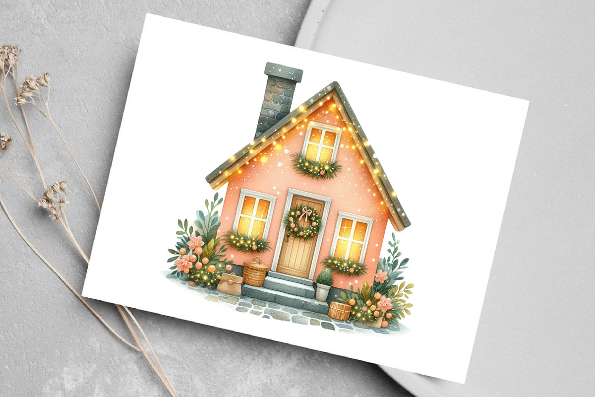 Watercolor Peach Colored Christmas, an Illustration by Canvas Craft (Photo 7 of 7)