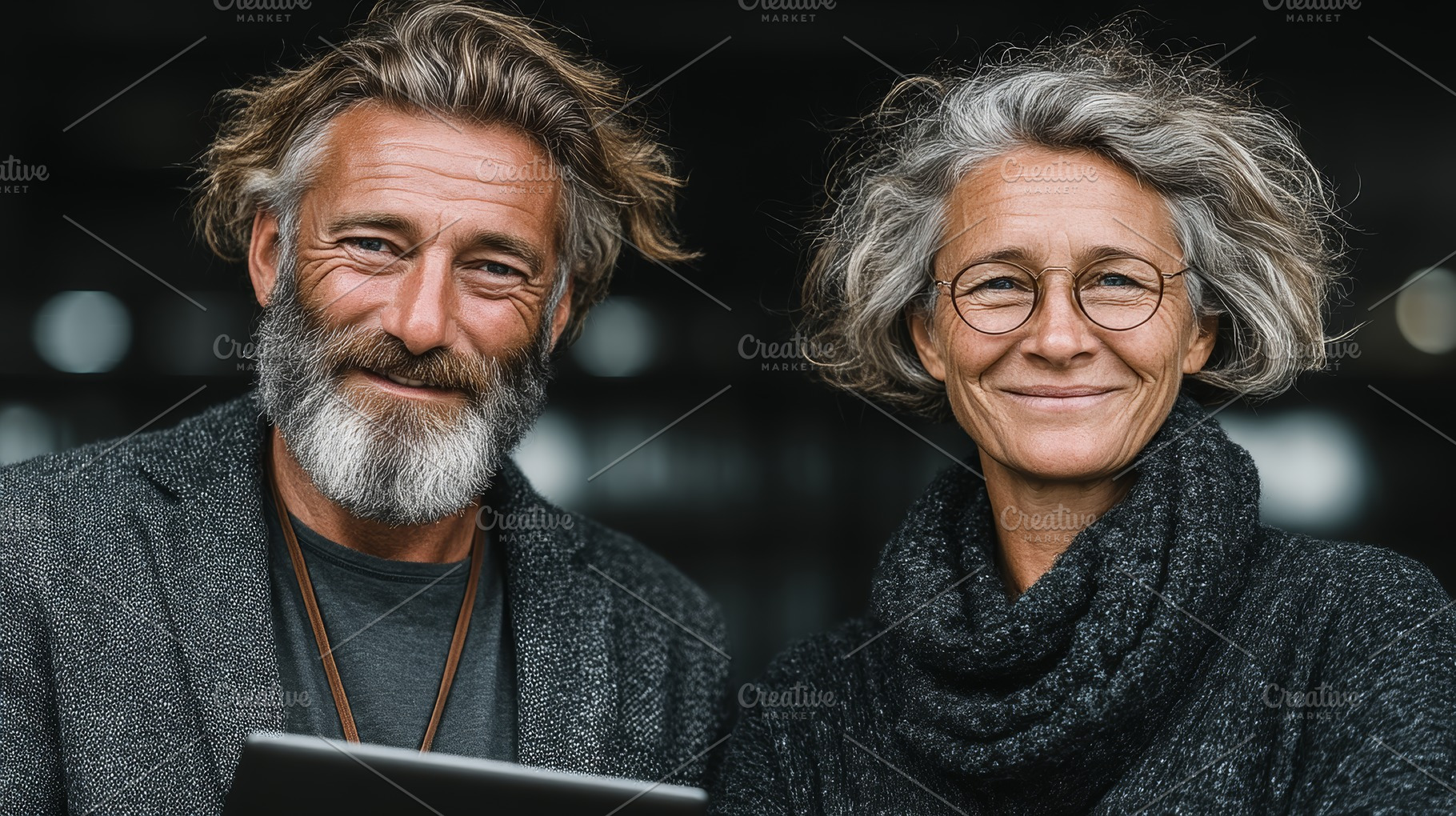 Smiling mature couple posing together with confidence and natural charm, a Photo by AS photostudio