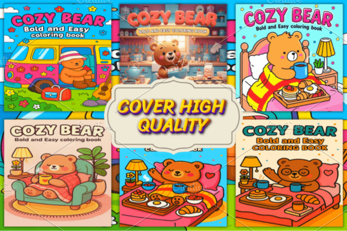 Cozy Bear Coloring Pages Bold & Easy, an Animal Illustration by Ink Gallery (Photo 4 of 4)