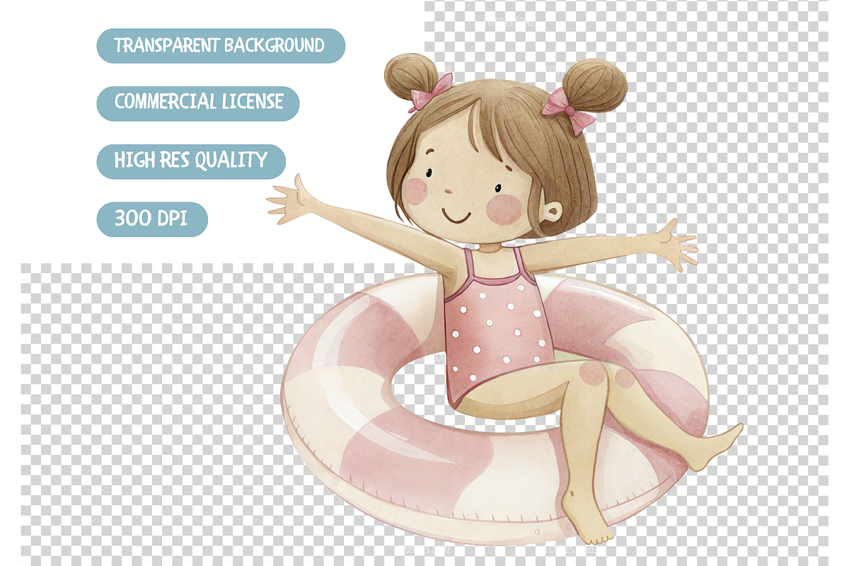 Summer Pool Clipart, Kids Summer, an Illustration by TatiMockup (Photo 5 of 5)